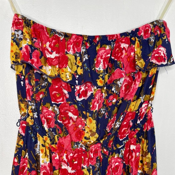 Trixxi Floral Strapless Ruffle Maxi Dress Women’s Small Bandeau - Picture 5 of 12